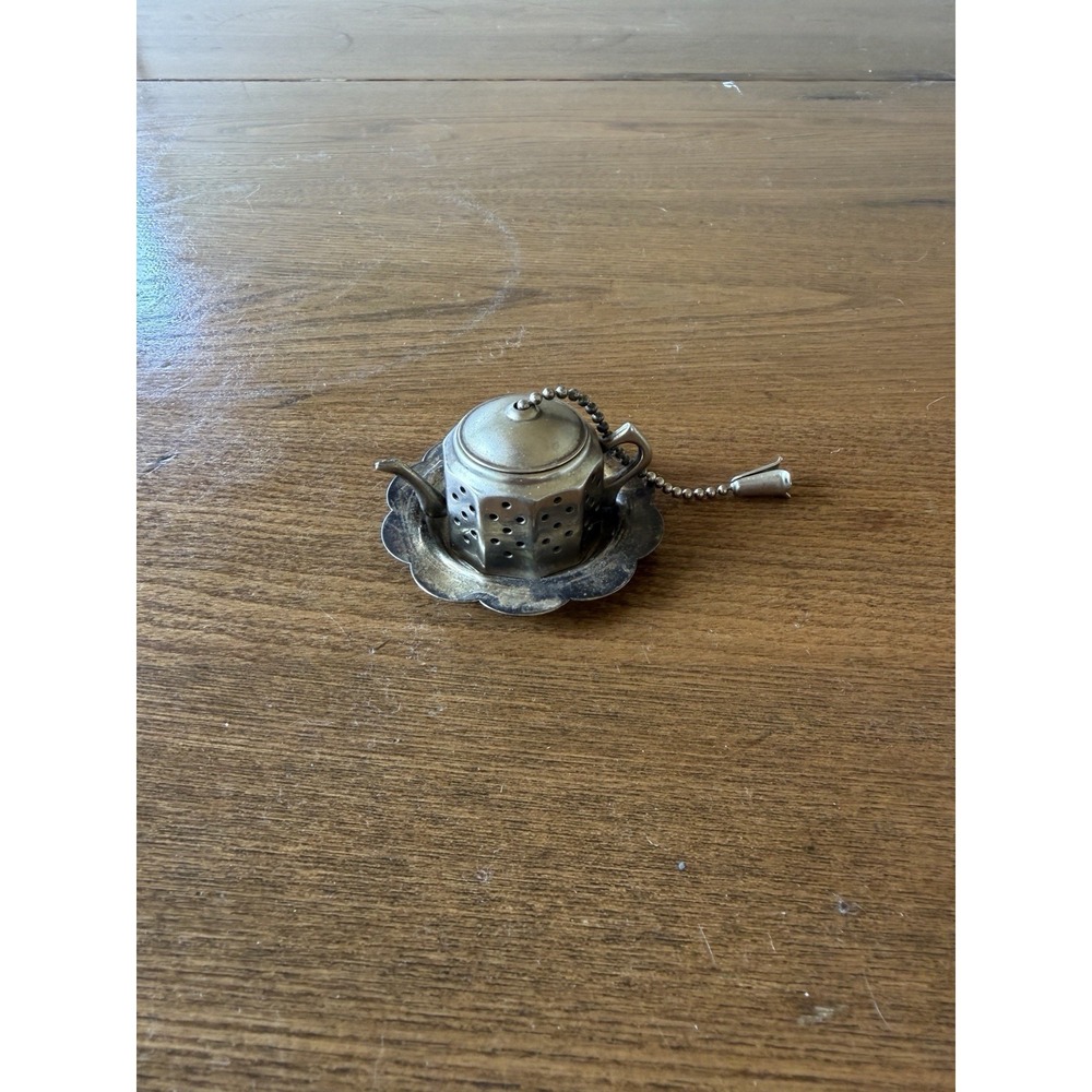 Vintage Miniature Teapot Tea Infuser & Saucer Tray Made in England